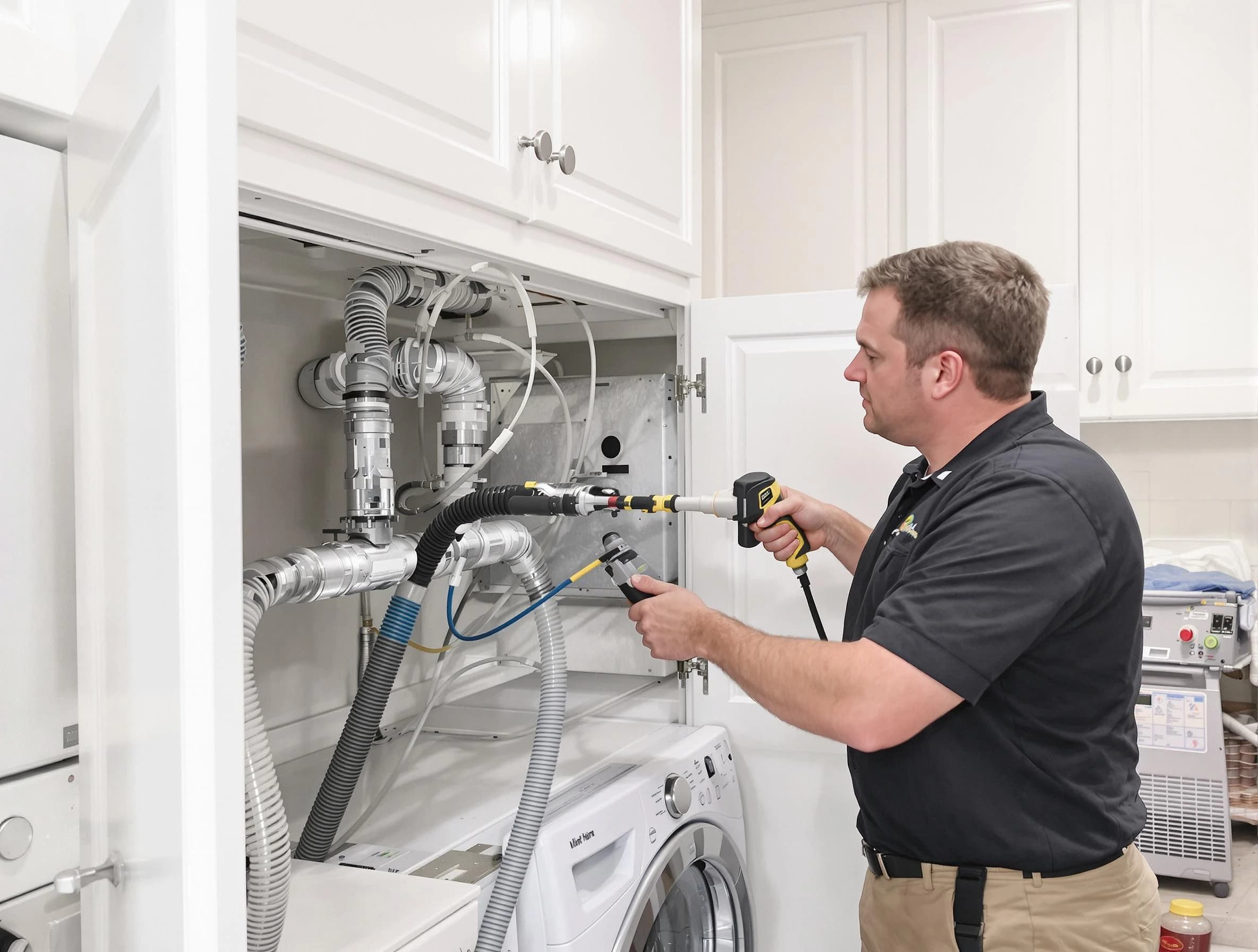 Chamberlayne Dryer Vent Cleaning professional removing severe blockage from a clogged dryer vent in Chamberlayne