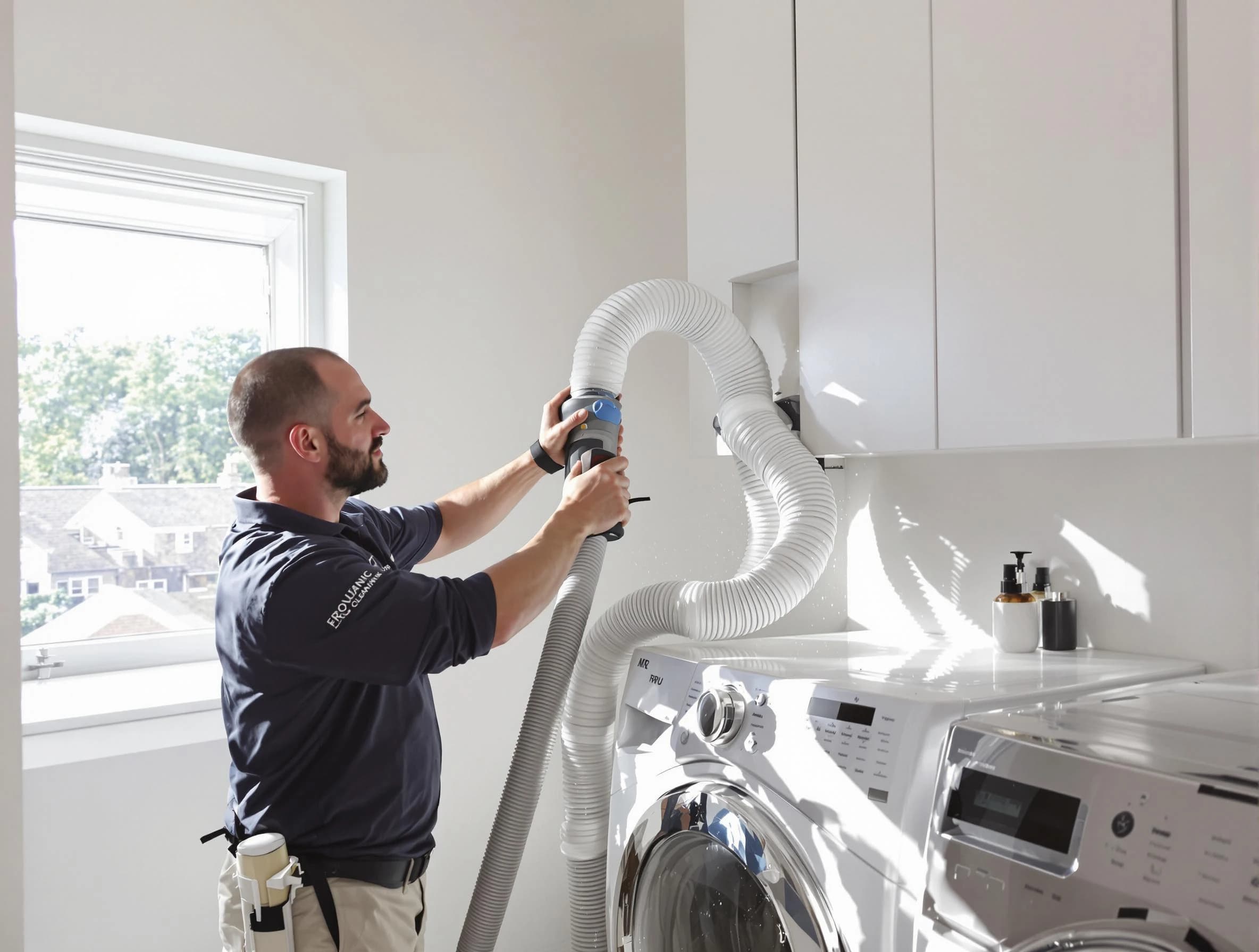 Certified Chamberlayne Dryer Vent Cleaning technician performing dryer vent cleaning in Chamberlayne