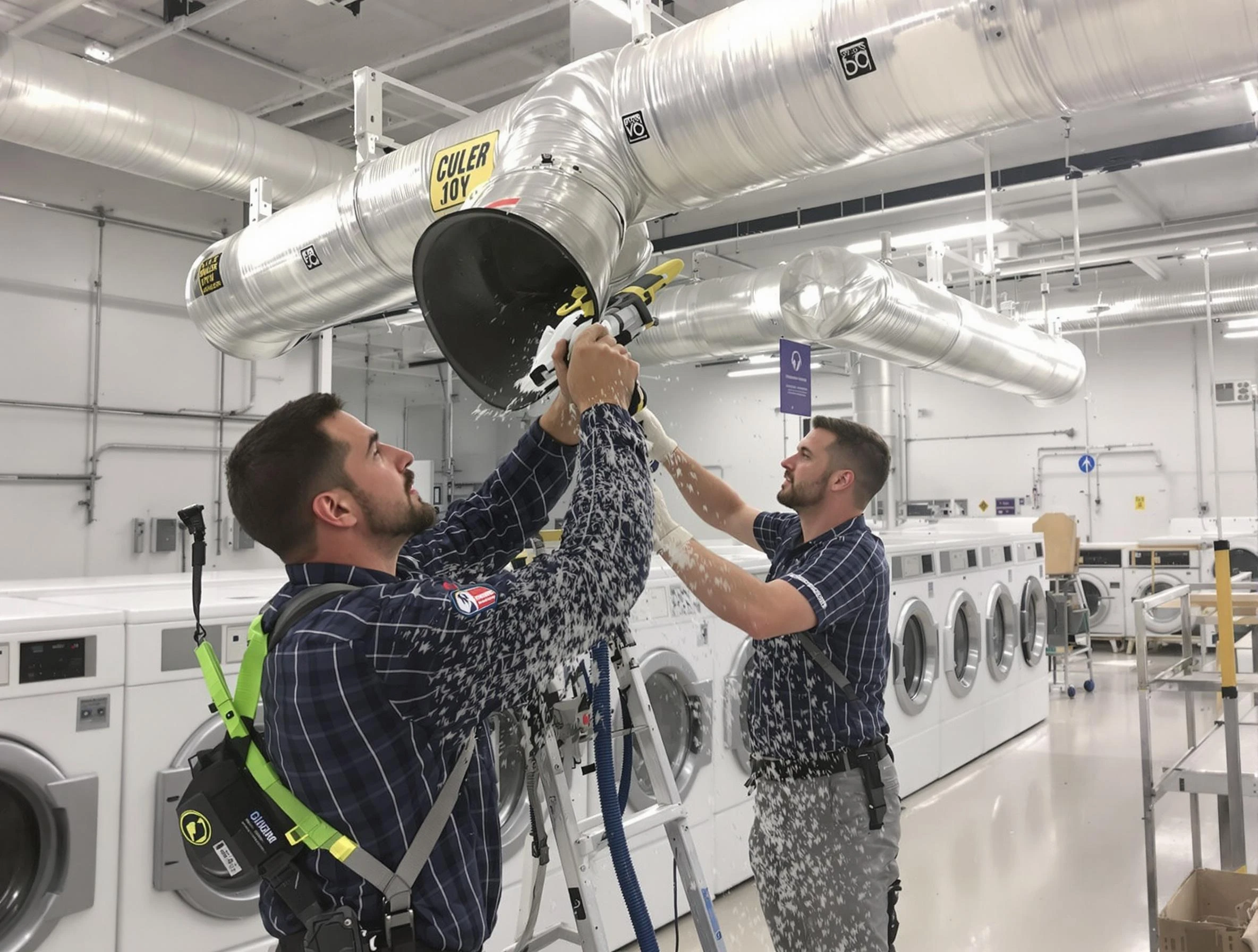 Chamberlayne Dryer Vent Cleaning team performing large-scale commercial dryer vent cleaning in Chamberlayne